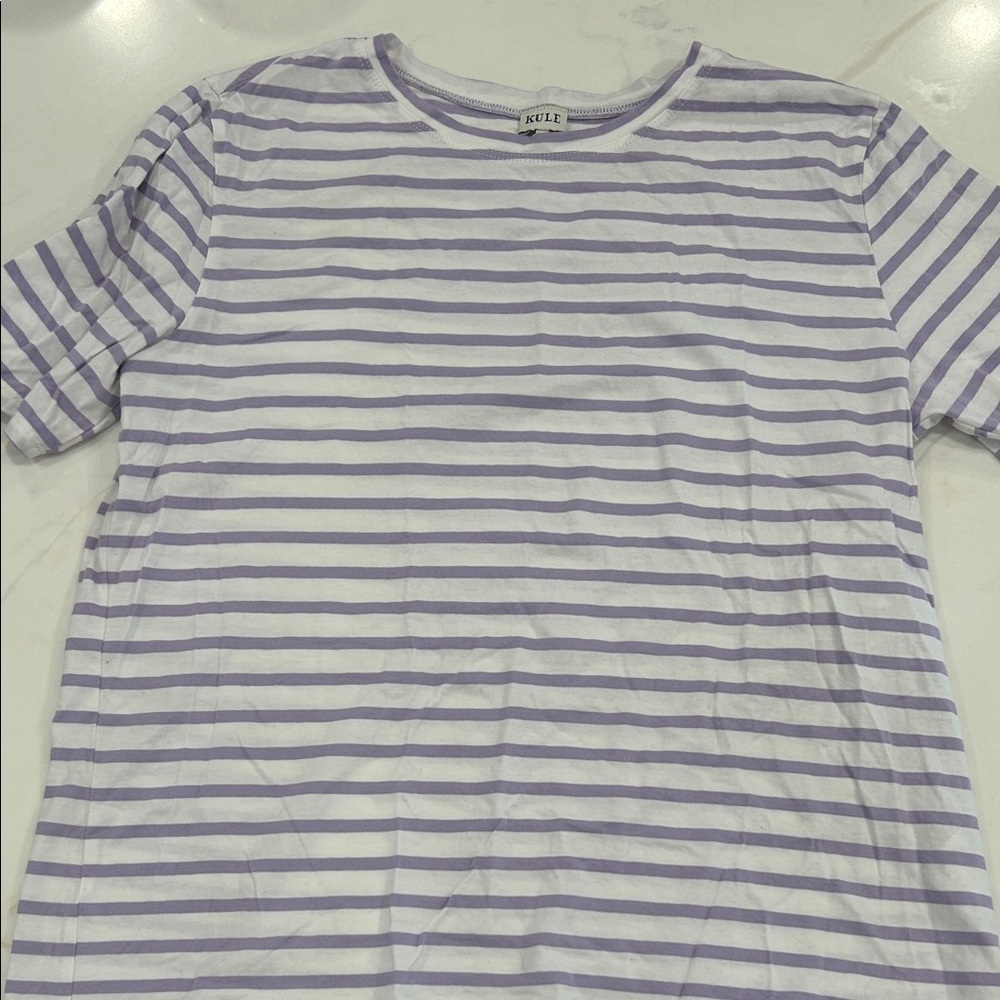 KULE lavender and White Striped T-Shirt medium